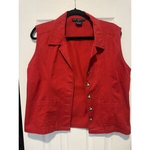 Vintage New frontier 100% Cotton Red Vest. Size XL. Made In Macau.